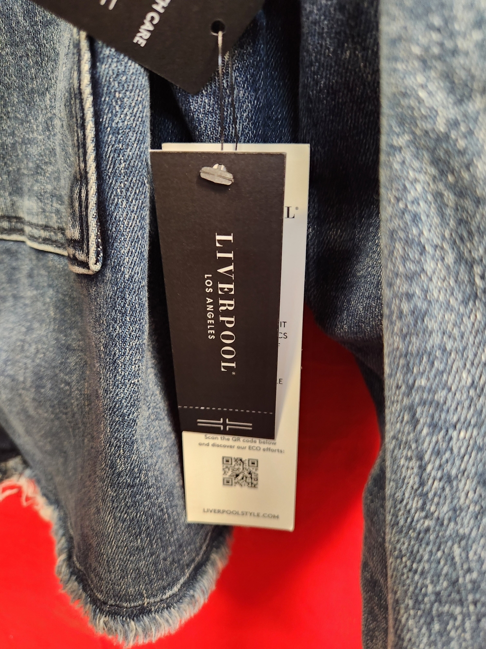 Liverpool Los Angeles "Cameron" Cropped Braided Denim Jacket - Picture 6 of 7